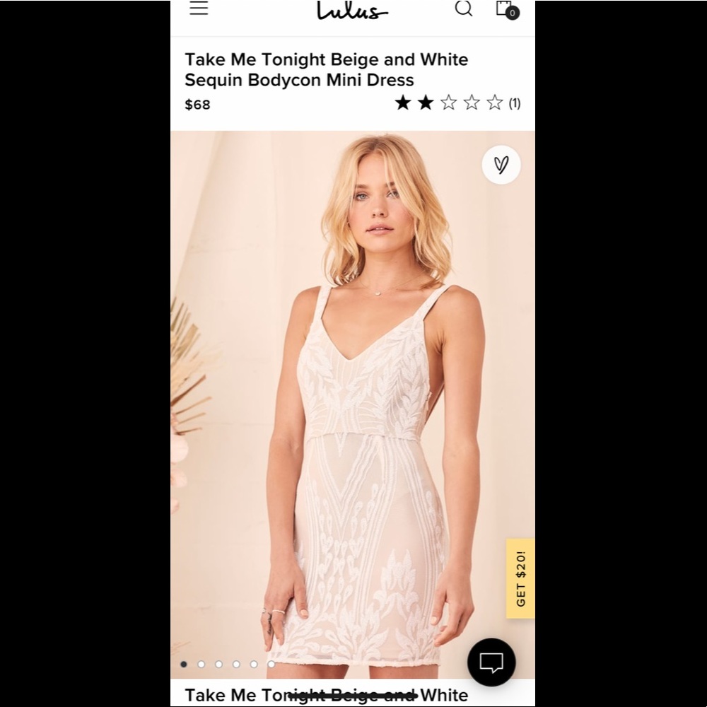 Lulus  beige & white sequin bodycon mini dress